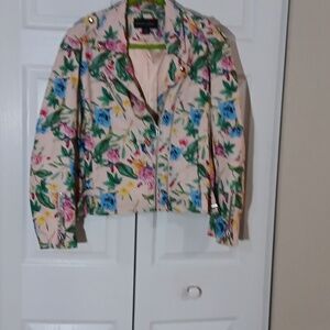 Colleen Lopez Floral Pink Leather Jacket